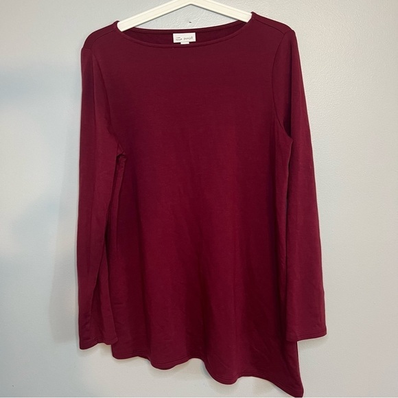 J Jill pure Jill Pullover Tunic Top Size S Asymmetrical Super Soft Wine Tasting - Picture 1 of 6